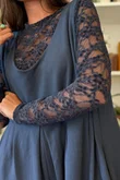 Lace Body Skim Top Navy